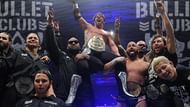Bullet Club celebrate AJ Styles' IWGP Championship victory